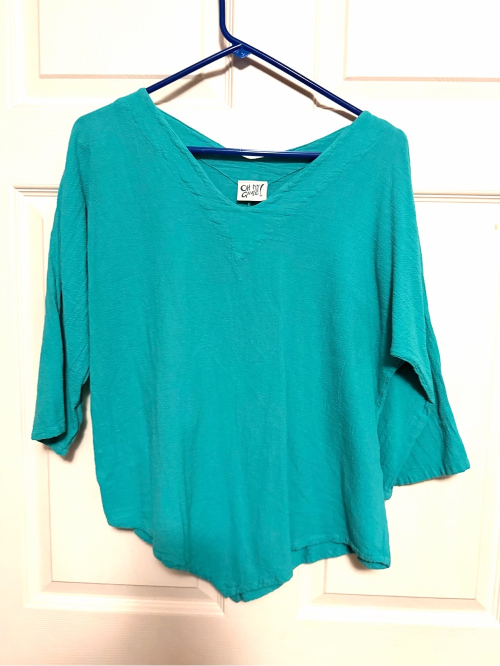 Oh My Gauze! Teal Relaxed V-Neck Gauzy Top